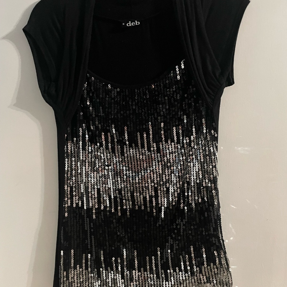 Deb Black Sequin Women's Top size L